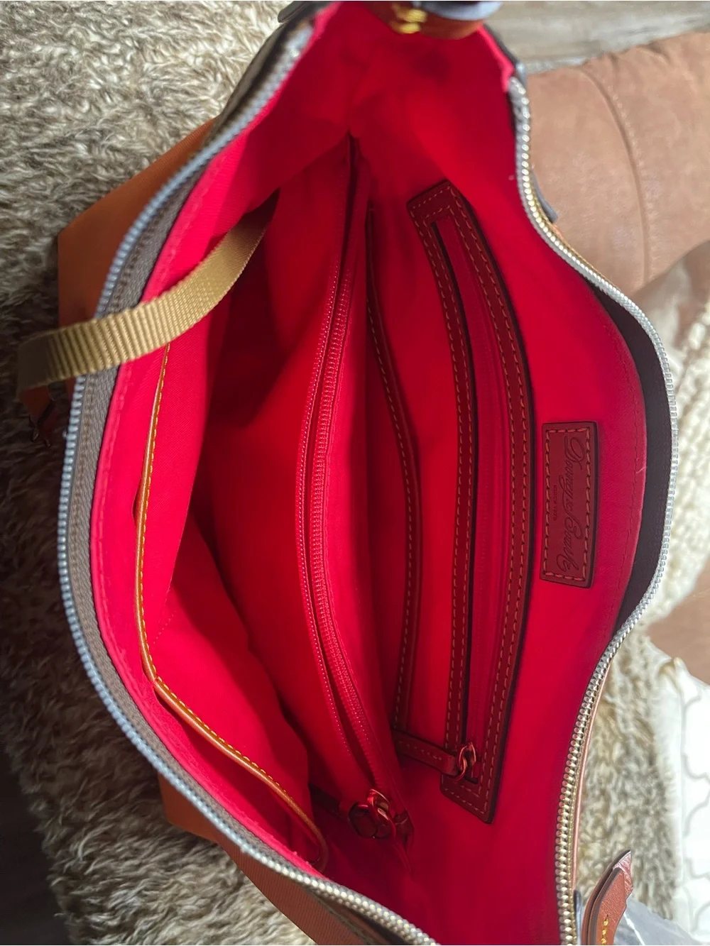 Classic Orange Shoulder Bag with Brown Trim